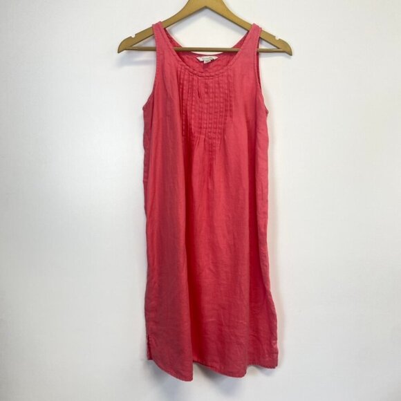 Garnet Hill 100% Linen Pink Sleeveless Dress - Picture 1 of 13